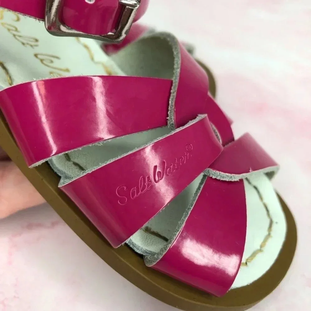 Saltwater sandals‎ glossy magenta pink size 6 infant - Picture 3 of 10